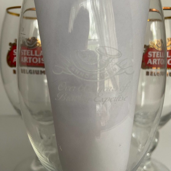 3 Stella Artois Beer Belgium Glass Stem Chalice Bar Ware Man Cave Glasses - Picture 4 of 6